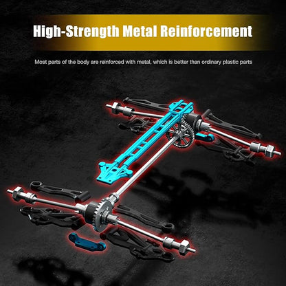 1/16 Brushless Fast RC Car for Adults Top Speed 43mph Electric Off-Road RC Monster Trucks 4X4 Remote Control High Speed RC Car for Hobby Toy Gifts (Blue)