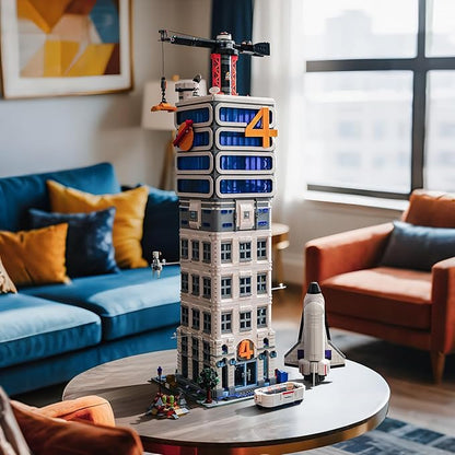 Skyscrapers Modular Building Blocks71cm Tall Four Heroes Tower Building Architecture Set -Space Academy Collectible Display Toy with Adults Sci-Fi MOC Construction Gift(6135pcs)