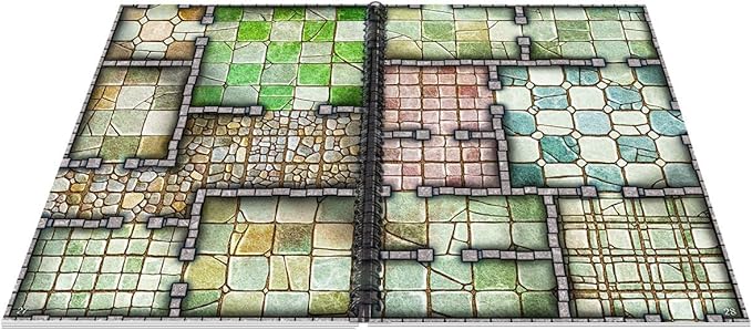 Loke Big Book of Battle Mats Cells &amp Shrines - Lay Flat Wipe Clean Fantasy RPG Maps with Tokens &amp 5E Content for Tabletop Adventures