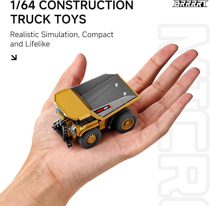 BRRRRT 1/64 RC Dump TruckMini Dump Truck Toy8-Channel Remote Control Toy with Metal Bed &amp Light RC Construction VehiclesType-C Built-in BatteryBirthday Gifts for Boys and Girls Age 3+