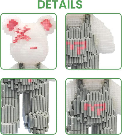 Gray Glowing Bear Building Blocks (2850 PCS) 3D Micro Animal DIY Bear Building Blocks for Adults &amp Teenager Creative Toys Ideal Gift for Family &amp Friends