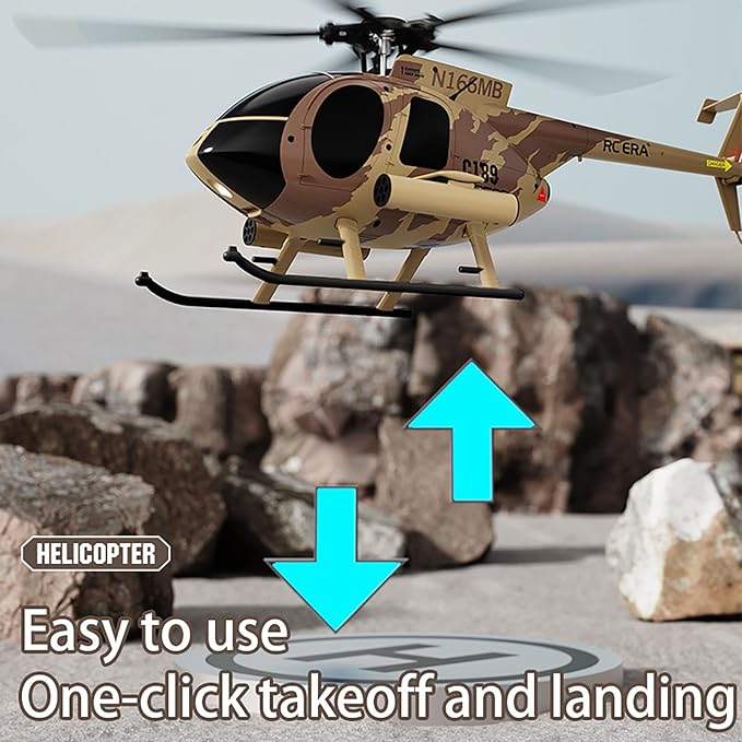 Large 335mm MD500 C189 Brushless Remote Control Helicopter Add Optical Flow Positioning RC Heli Aircraft 1/28 Scale Full-Function Excellent Control Aerobatics System US Military RTF Black 1-Battery