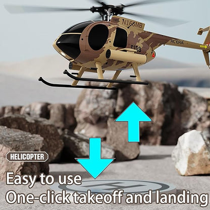 Large 335mm MD500 C189 Brushless Remote Control Helicopter Add Optical Flow Positioning RC Heli Aircraft 1/28 Scale Full-Function Excellent Control Aerobatics System US Military RTF Black 1-Battery