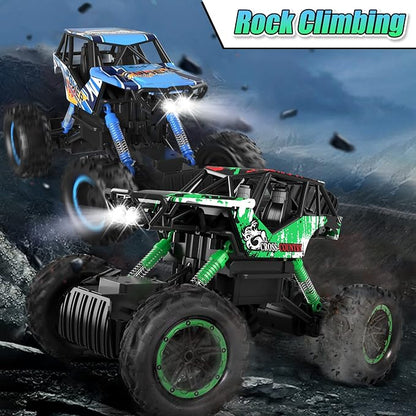 DOUBLE E 1:14 Scale Large Remote Control Car Monster Trucks with Head Lights 4WD Off-Road All Terrain RC Car Rechargeable Vehicle for Outdoor Play and Xmas Gifts