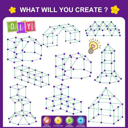 Glow In The Dark Fort Building Kit for KidsSTEM Construction Toys Educational Gift for 3 4 5 6 7 8 9 10 11 12 Years Old Boys and GirlsUltimate Creative Set for Indoor &amp Outdoors Activity200 Pc