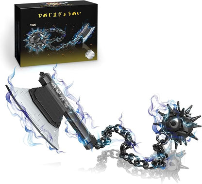 HIGH GODO Demon Anime Sword Building Set 43in Axe and Meteor Hammer Block Kit Creative Gyomei Himejima Weapon Building Blocks Set Gifts Toys for Adults Teens 14+ (779 PCS)