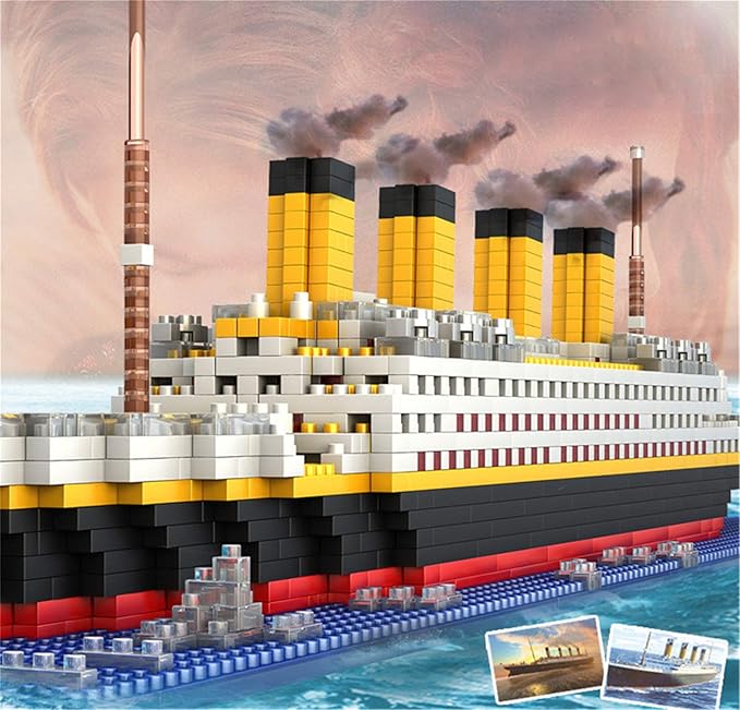 Titanic Ship Model Building Block Set 3D Puzzle Sets DIY Educational Toys Bricks Toy with 1860Pcs Micro Mini Blocks Ideal Gift for Kids and Adults