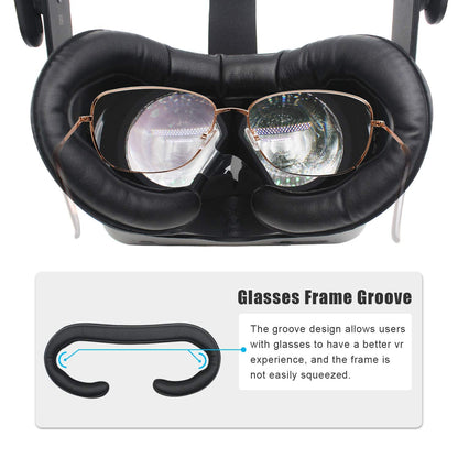 AMVR Facial Interface Bracket & PU Leather Foam Face Cover Pad Replacement & Anti-Leakage Nose Pad & Protective Lens Cover Comfort Set for Valve Index Headset