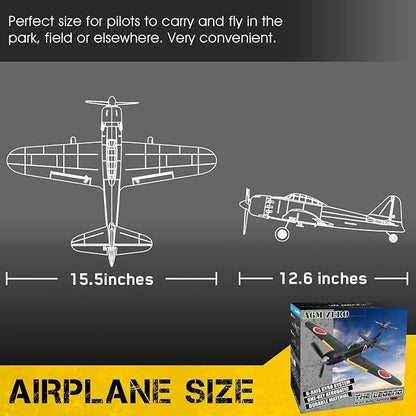 A6M Zero WW2 RC Airplane for Adults - 4CH Remote Control Warbird Fighter with 6-Axis Gyro Aerobatic Park Flyer Ready to Fly Gift for Teens 14+