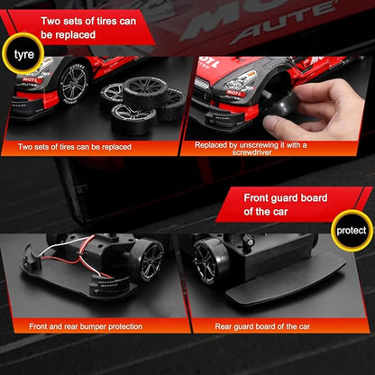GoolRC RC Drift Car 1:16 Scale 4WD 40KM/H High Speed RC Racing Car 2.4GHz Electric Sport Drifting with Headlight Drifting &amp Racing Tires for Adults (Black)