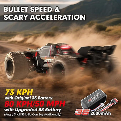 JETWOOD 1/14 50mph Electric Brushless RC Car for Adults JC14EP V3 All Terrain Super Fast Remote Control Car Offroad RTR Hobby RC Trucks Waterproof 3S High Speed Metal Gear Servo (Upgraded Version)
