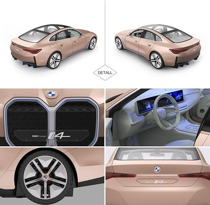 RASTAR BMW i4 Remote Control Car 1/14 BMW i4 Concept RC Toy Car Golden BMW Model Car Diecast for Kids Boys Adults