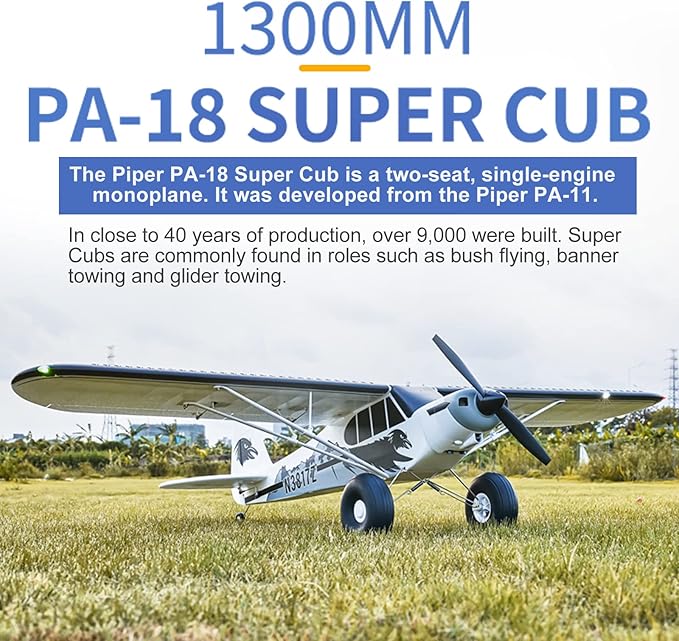 Fms Rc Planes for Adults Remote Control Airplane 1300MM (52) Piper PA-18 Super CUB with Reflex V3 6 Channel Hobby Rc Airplanes for Beginners PNP