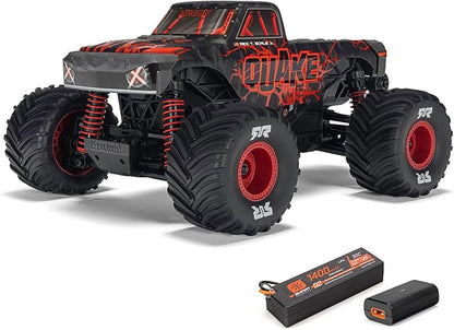 ARRMA RC Truck 1/16 Quake GROM 4X4 RTR Brushed Monster Truck (Battery &amp Charger Included) Red ARA2137T1