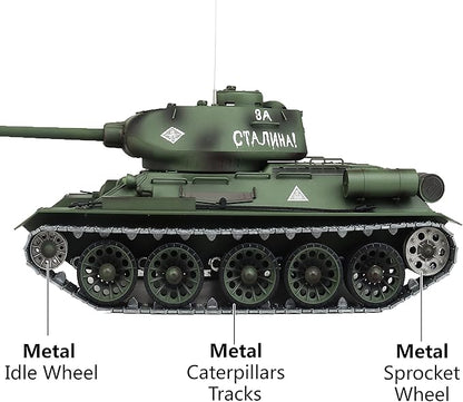Heng Long Modified Edition 1/16 2.4ghz Remote Control Soviet Union T34 Tank Model(360-Degree Rotating Turret)(Steel Gear Gearbox)(3800mah Nimh Battery)(Metal Tracks &ampSprocket Wheel &amp Idle Whee
