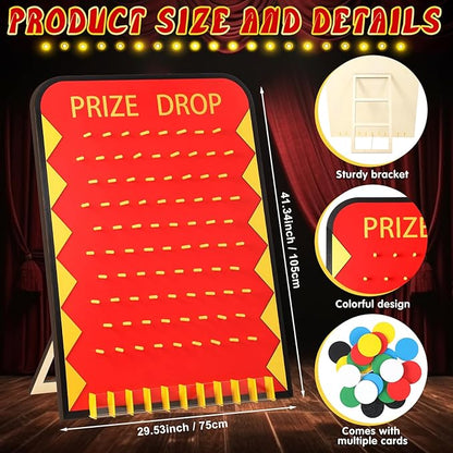 Blosssound 41.3 x 29.5 Extra Large Prize Drop Board Game Family Foldable Wood Disk Drop Game with 24 Colored Wooden Discs for Party Show Carnival Activity(Casino Style)