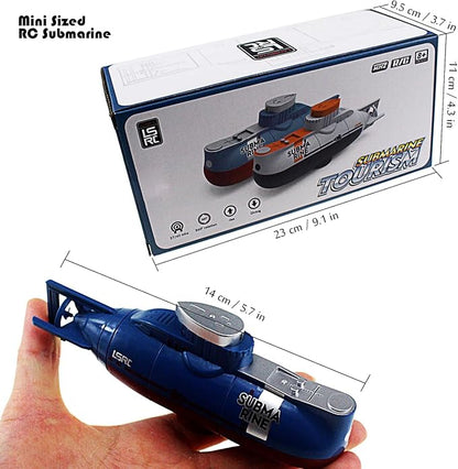Tipmant Mini RC Submarine Toy Radio Remote Control Tourism Boat Diving Waterproof for Indoor Fish Tank Bathtub Water Kids Birthday Gifts (Blue)