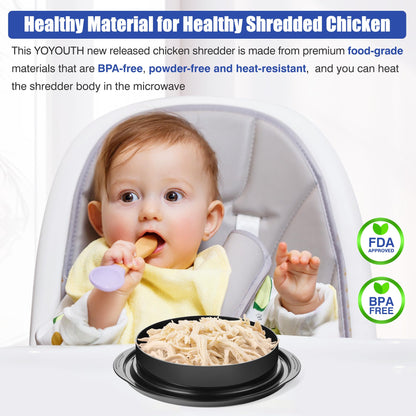 Chicken Shredder Tool Twist: 2025 Pro Food-Grade Visible Meat Shredder with Strong Anti-Slip Base, Ergonomic Handle, Chicken Breast Shredder, Suitable for Pork Beef Chicken - Black