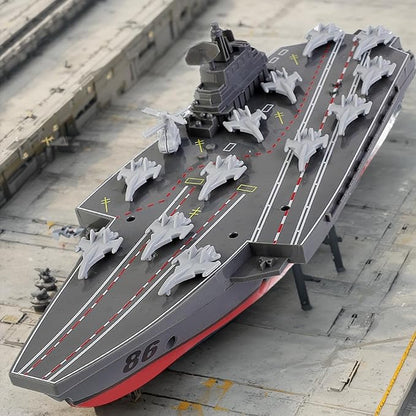 Remote Controlled Warship Battleship Aircraft Carrier 10km/h 4WD 2.4G RC Boat On Water Lakes Pools Exhibits Models for 14Y+ Beginners