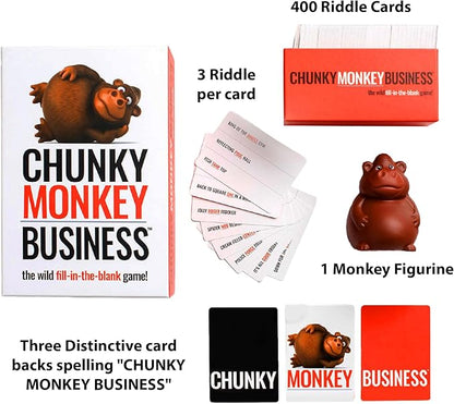Chunky Monkey Business Funny Fill-in-The-Blank Word Guessing Brain Teaser Party Game for Game Nights Family Fun and Groups Ages 10+