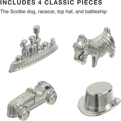 8-Pack Replacement Pawns Compatible with Monopoly - T-Rex Terrier Race Car Top Hat Battleship Cat Duck Penguin - New Edition Metal Classic Board Game Tokens - Replace Lost or Broken Pieces
