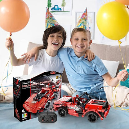 GMAOPHY STEM Building Toys for Kids Age 5 6 7 8 9 10 11 12 Years Old 2 in 1 Remote Control Racer Car Engineering Kits Early Learning Building Blocks Christmas Birthday Gift for Boys Girls Age 8-12