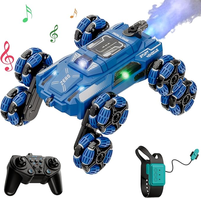Cool 8 Wheel Gesture Control RC Stunt Car  Birthday Toys Gifts for 6 7 8-12 13 14 Year Old Boys  2.4Ghz Hand controlled Remote Control Transform Drift Cars  Double Sided Climbing with Light &amp M