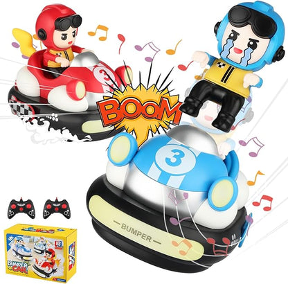 Remote Control Bumper Cars Toy (2 Cars Set) – Rechargeable RC Ejector Vehicles with Music &amp Lights 2-Player Battle Racing Game for Kids Ages 3–8 Birthday Gift
