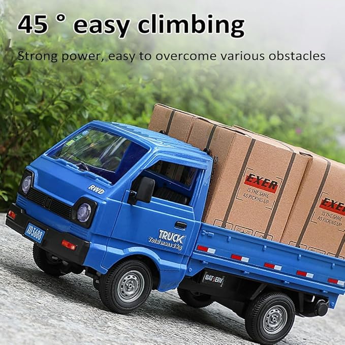 GoolRC Remote Control Car Kei Truck 1:16 Scale RC Transport Pickup Truck with Spray and Light 2.4GHz All Terrain RC Cars for Teens and Adults Christmas or Birthday Gift (White)