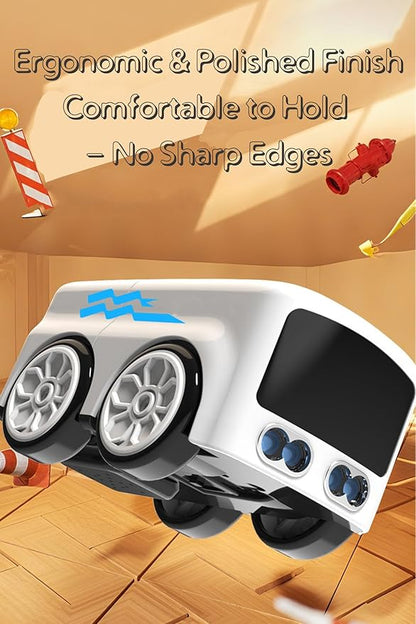 Magic Mini Bus Follows Line Car Inductive Mini Interactive Cars Follows The Line Intelligent Line Tracking System with Dynamic LED Expressions Educational STEM (White)