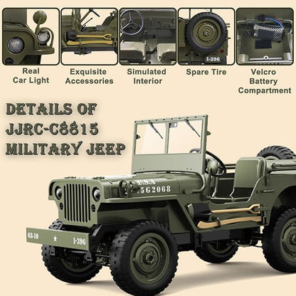 Skymaker 1/10 RC Crawler Willys Jeep Toy 2.4GHz 4x4 Off-Road Rock Crawler RTR with 2 Batteries All Terrain Remote Control Truck Vehicle for Kids &amp Adults