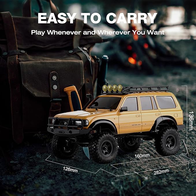 FMS 1/18 FCX18 RC Crawler Land Cruiser LC80 Toyota Officially Licensed 4WD RTR RC Rock Truck with 2.4Ghz Transmission Portal Axles LED Lights for Adults Hobby Gifts (Blue)