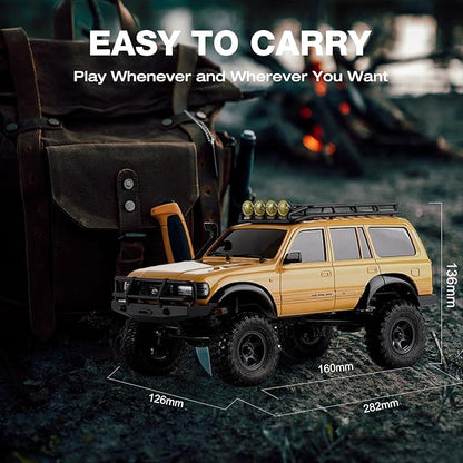 FMS 1/18 FCX18 RC Crawler Land Cruiser LC80 Toyota Officially Licensed 4WD RTR RC Rock Truck with 2.4Ghz Transmission Portal Axles LED Lights for Adults Hobby Gifts (Blue)