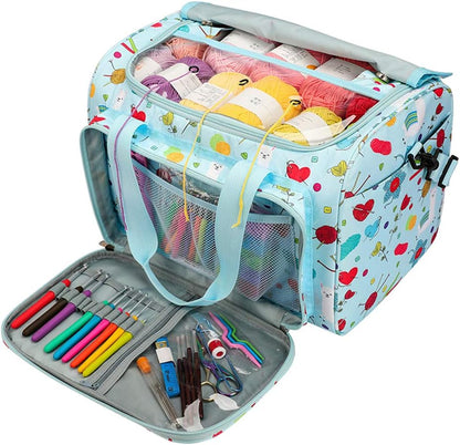 Coopay Yarn Storage Knitting Bag, Large Capacity Yarn Bag for Yarn and Knitting & Crochet Supplies, Detachable Shoulder Strap Portable Knitting Tote Bag Crochet Bag, Best Gifts for Crochet Lovers