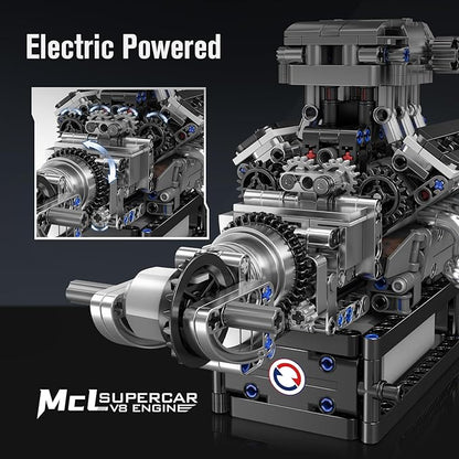 Mould King 10206 V8 Engine Model kit that Runs Build Your Own Cars Combustion Battery/Motor Blocks Sets Mechanic Engineering Construction Set STEM Toy Gift for Adults 14+ Teens(737 PCS)