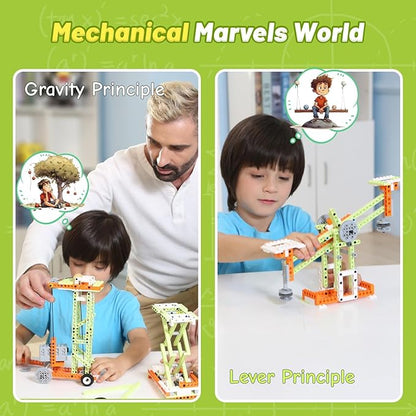 Robot E STEM Kits - Includes Large Storage Organizer 14 in 1 Electric Building Toys with Learning Materials Educational Construction Science Kit for Kids 8-10 10-12 Christmas Birthday Gift
