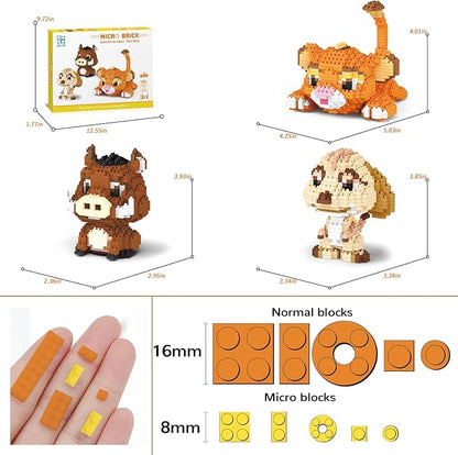 Lion Warthog Meerkat Mini Building Blocks Sets Not Compatible with Lego Animals 1856 PCS Micro Mini Building Toy Bricks for Adults Party Favors for Kids Boys Girls 14+