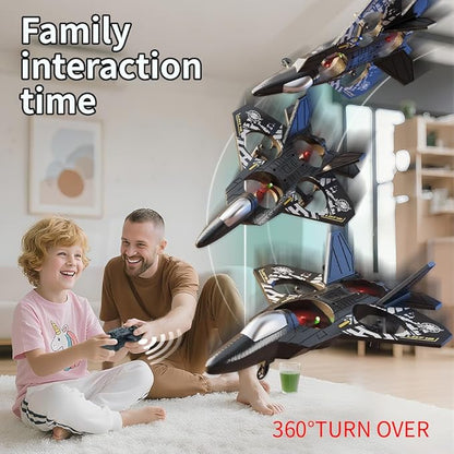 Remote Control Airplane for Kids Boys Beginners 8-12 RC Plane with Light 360° Flip Fighter Jet Toys Stunt Roll Airplane Toy Gifts for Kids Boys Girls 8-16 Drone for Adults