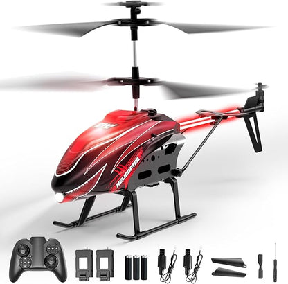 Dwi Dowellin RC Helicopter Remote Control Helicopter Toy for Kids with 26 Mins Flight(2 Batteries)8 Light ModesEasy Control for Boys Girls Age 8-12(Red)