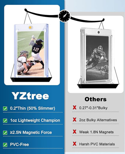 100ct Magnetic Trading Card Holders: 35pt One Touch Card Holder U-V Protection Hard Plastic Magnetic Cards Case for Sports Game Football Baseball Cards