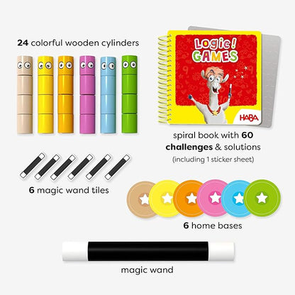 HABA Amanda's Alpacas Stacking Puzzle Game: 60 Logic Challenges and Brain Teaser Puzzles for Kids Ages 5+ Smart Games to Develop Fine Motor Skills &amp Problem Solving
