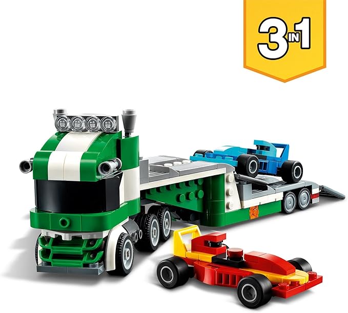 LEGO 31113 Creator 3-in-1 Racing Car Transporter Construction Game Truck with Trailer Crane and Tug Gift Idea for Children