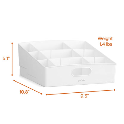 YouCopia ShelfBin Packet Organizer, 4-Tier Stairstep Raised Divided Bin, BPA-Free Storage Caddy for Kitchen Pantry and Cabinet Organization, Tea Bags, Medicine, and More