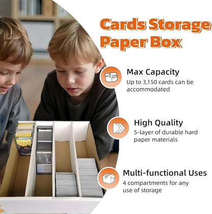 8 Set Sports Card Storage Boxes 3150 Count Bulk Card Trading Cards Collection Box Cardboard Card Storage Box for Card Game Baseball Card Sorting Tray Cases Cards with 10 Dividers Collector Cards Boxes