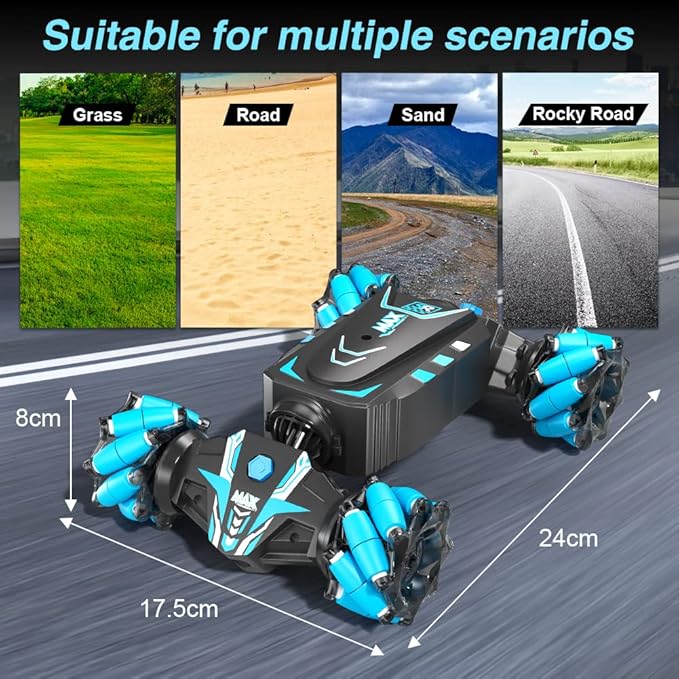 Axirata Remote Control Car Hand Controlled Gesture RC Stunt Car with Spray &amp Lights &amp Music for Kids 6-13 Year Old 4WD 2.4GHz Off-Road 360° Rotation Toy Car Gift for Boys Girls