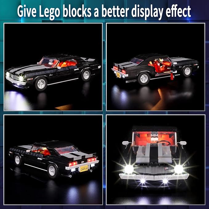 Vaodest LED Light for Lego 10304 Icons Chevrolet Camaro Z28 SetDesign and Configuration Compatible with Model 10304(LED Light Only Not Building Block Kit)