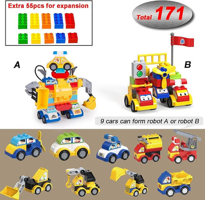 Building Blocks for Toddlers 2-5 171 Pieces Blocks Car Set for Kids Classic Large Building Bricks Compatible with All Major Brands Educational Toys for All Ages