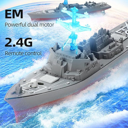Remote Control Warship RC Military Battleship 2.4GHz Remote Control Boat for Lakes and Rivers RC Armed Ticonderoga Class Cruiser Model with Low Battery Reminder for Adults HC-803