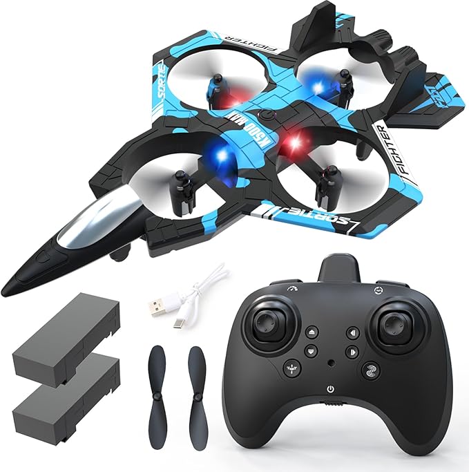 Beginner Drones for Kids 8-12 2026 Remote Control Airplanes RC Planes for Kid RC Airplane Fighter Jet with Light 360° Flip Fighter Jet Toys Stunt Roll Airplane Toy Gifts for Kids Boys