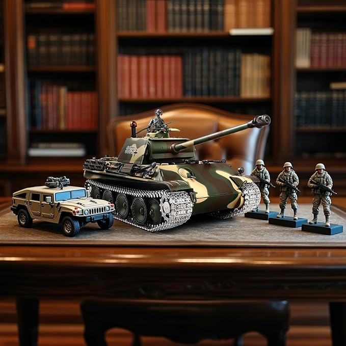 1/16 RC Tank Heng Long German Panther Type G RC Battle Army Toy with Smoke Sound Lights 2.4G Remote Control Tank That Shoot with Upgraded Metal Tracks Idler and Sprocket Wheel Steel Gearbox